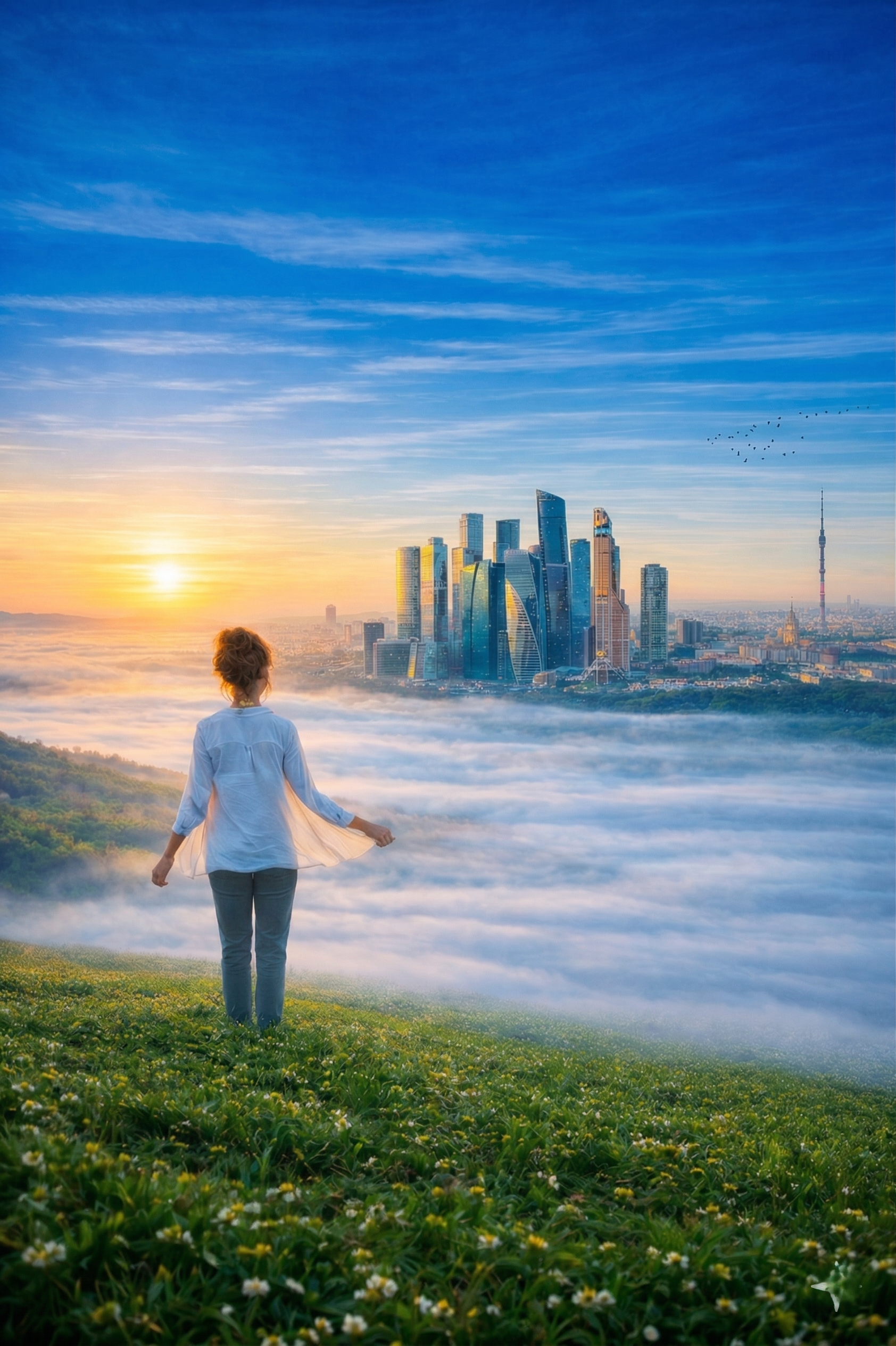 Абстрактный фон с людьми, символизирующий карьерный рост